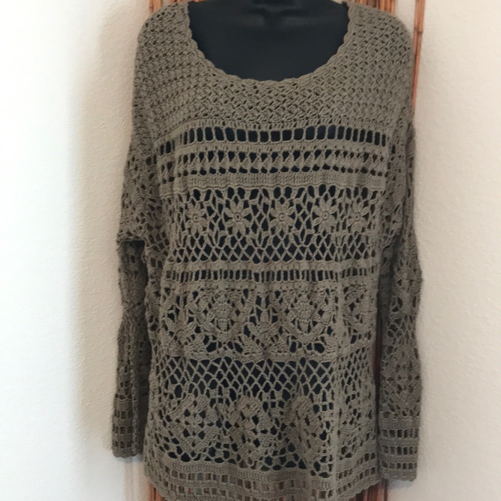 Olive XL Open Knit Top